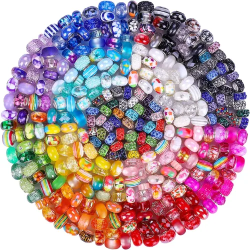 Miniatura 19 de Espaciador de agujeros grandes europeos con cuentas de hadas con diamantes de imitación para manualidades, pulseras y bisutería