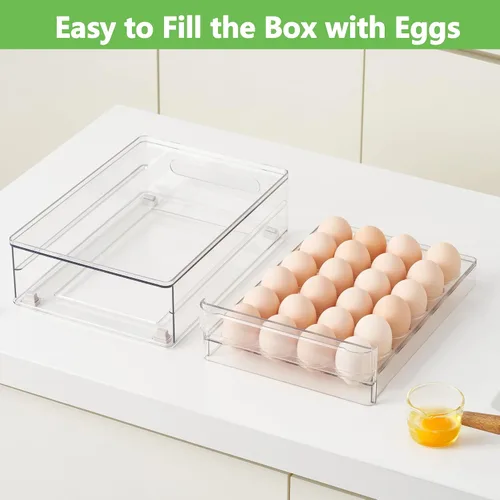 Miniatura 5 de vacane Soporte para huevos de capacidad para 24 contenedores organizadores de refrigerador, contenedor de almacenamiento de huevos sin BPA