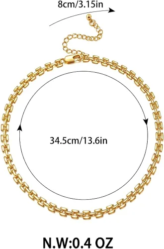 Miniatura 5 de CLASSYZINT Gargantilla gruesa dorada grande y ancha de cadena corta para mujeres y niñas