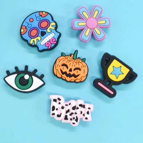 Miniatura 4 de Dijes para zapatos, lote de 25, 40, 80, 100, 120, 160, 200, 450 unidades, dijes de hebilla de clip de PVC al azar, diferentes para decoración