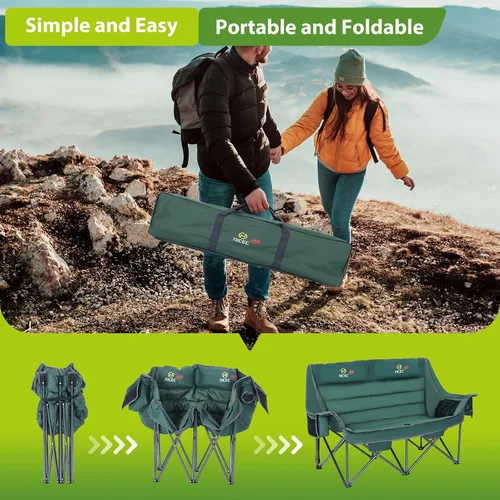Miniatura 8 de Nice C Silla de camping climatizada con batería, sofá doble calefactado para campamento, sofá biplaza acolchado grueso de gran tamaño, banco