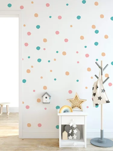 For Kids Colorful Polka Dots Wall Decal For Nursery Wall Decals Little Dot Kindergarten Room Decor Blue Pink Circle Shape Removable Peel n Stick For