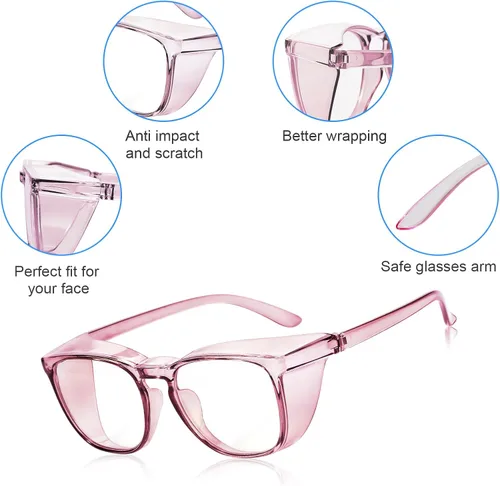 Miniatura 2 de Elegantes gafas de seguridad para mujeres y niñas, gafas anti-vaho, gafas protectoras, gafas transparentes Azul + rosa