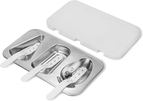 Adorila Moldes de paletas de acero inoxidable para niños, juego de moldes de helado caseros, máquina de paletas de hielo reutilizable con tapa y