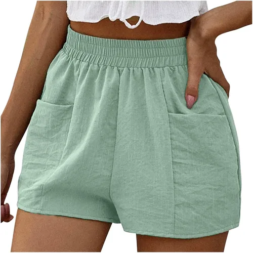 Tuianres Shorts for Women Summer Casual, High Waist Solid Color Loose Beach Shorts Flowy Comfy Trendy Lounge Athletic Shorts