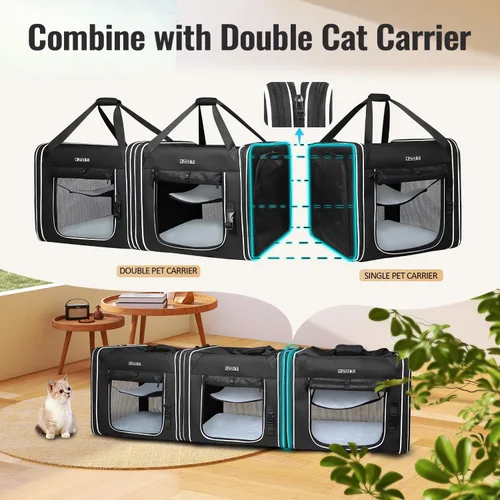 Miniatura 3 de Petskd Transportador de mascotas combinable para gatos grandes o perros medianos, transportador grande de 18 x 17 x 17 pulgadas para viajes