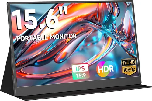 qaf Monitor portátil de 15.6 pulgadas para laptop, monitor de computadora FHD 1080P USB-C HDMI 100% sRGB HDR pantalla IPS, segunda pantalla de viaje