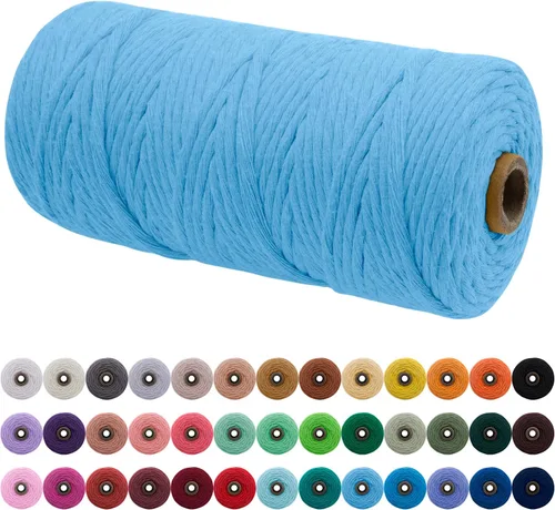 Miniatura 148 de JeogYong Cordón de macramé de un solo hilo 2mm x 164 yardas (492 pies) Cuerda de algodón suave, hilo de macramé 2 mm, suministros de macramé