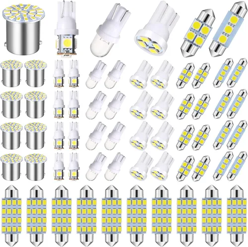 Miniatura 8 de Frienda Kit de bombillas LED para coche, 70 piezas, luz interior, luz de matrícula, azul
