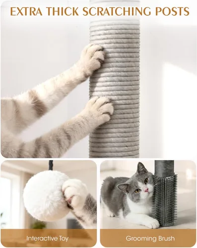 Miniatura 5 de Maine Coon - Árbol para gatos grandes, torre moderna de árbol para gatos con plataformas de felpa, árboles resistentes para gatos