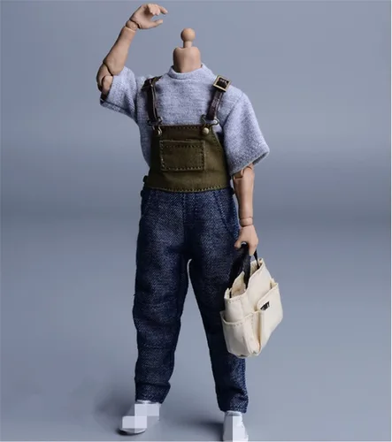 Miniatura 11 de Fremego Ropa masculina a escala 1/12, mono con múltiples bolsillos para hombre, traje de trabajo, pantalones, traje de disfraz para figura de acción