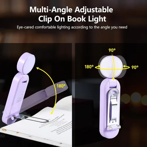 Miniatura 5 de VAVOFO - Luz de lectura recargable USB con clip, bloqueo de luz azul, luz de lectura con marcador de ámbar para gusanos de libros con cuidado