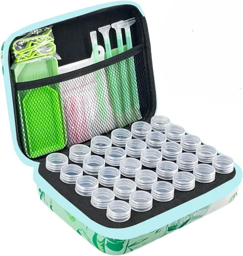 Miniatura 19 de Contenedores de almacenamiento de pintura de diamantes, 120 ranuras para accesorios de pintura de diamantes y herramientas para estuche organizador