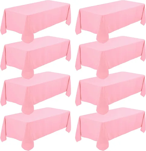 Miniatura 12 de Fivenl - Juego de 8 manteles negros de 60 x 84 pulgadas, manteles de mesa rectangular de 4 pies al por mayor, fundas de mesa de poliéster lavable