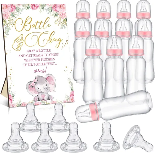 Miniatura 13 de TrelaCo Safari Cool Baby Shower Games Bottle Chug Sign Wooden Jungle Animals Set de regalo para revelación de género suministros de fiesta y 12