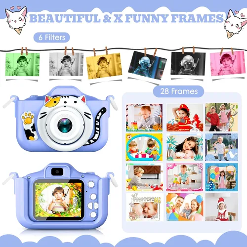 Miniatura 2 de Cámara selfie mejorada para niños, niñas, regalo de festival de cumpleaños de Navidad para niños, cámara digital para niños pequeños, juguetes