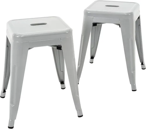 Miniatura 15 de Brage Living Juego de 4 taburetes industriales de metal de 18 pulgadas, taburetes apilables para aula, sillas de comedor de metal sin espalda