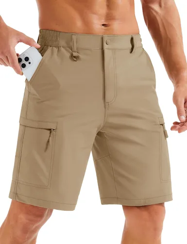 Miniatura 16 de MAGCOMSEN Men's Hiking Cargo Shorts Quick Dry Lightweight 9" Golf Shorts Summer Casual Work Outdoor with 5 Zipper Pockets