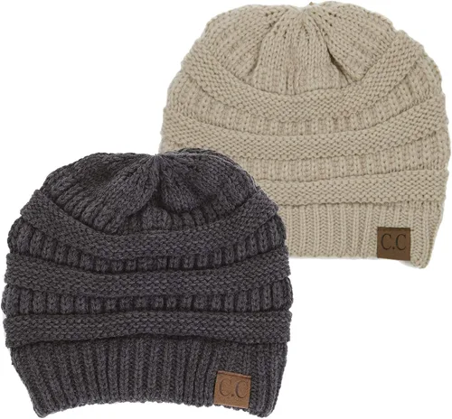 Miniatura 2 de Funky Junque - Gorro tipo Beanie, sólidamente ribeteado, holgado suave, elástico, de punto trenzado.