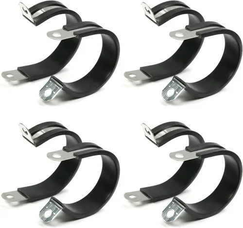 Miniatura 29 de MroMax Abrazadera de cable de 0.236 in de diámetro EDPM Abrazadera aislada acolchada de goma 304 Abrazadera de tubería de acero inoxidable 0.24 "R