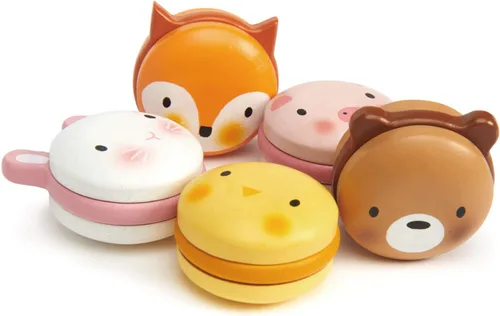 Miniatura 2 de Tender Leaf Toys - Macarons de animales - 5 macarons de madera con temática de animales para fiesta de té, juguetes pequeños para bolsas