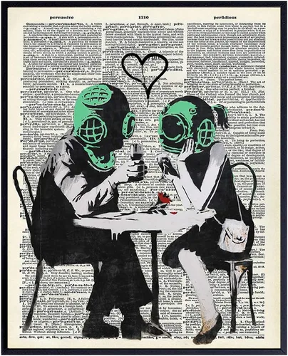 Banksy Steampunk Divers Dictionary - Póster vintage reciclado, decoración moderna y elegante para el hogar para cocina, sala de estar, dormitorio,