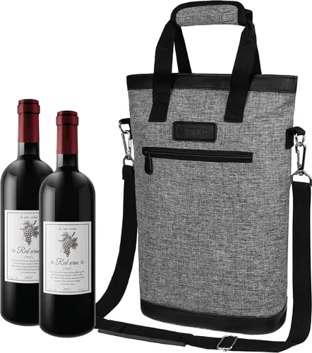 Miniatura 12 de opux - Portavinos para 2 botellas, bolsa aislada a prueba de fugas para vino, bolsa de enfriamiento portátil para viajes BYOB, picnic, estuche