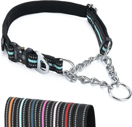Miniatura 8 de Collar Martingala para perros, cadena reflectante de acero inoxidable, collar martingala ajustable de seguridad para perros pequeños, medianos y Rojo