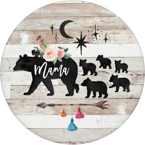 Miniatura 3 de Mama Bear Five - Ganchos de madera rústica para bebé, flores, flores, flechas de bohemio, agarre y soporte para teléfonos y tabletas, Negro