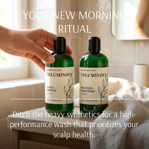 Miniatura 6 de Nature Skin Shop Champú voluminoso de sal marina, fórmula espesante para cabello adelgazante, graso y fino, desintoxicación del cuero cabelludo