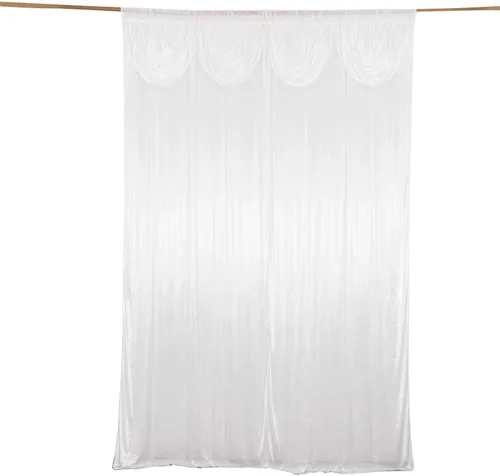 Miniatura 3 de Efavormart - Cortina de satén plisada de doble cortina blanca para fotos de boda, panel de cortina brillante para fiestas, 10 x 10 pies
