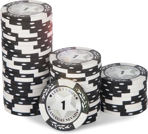 ORIENGEAR Fichas de póquer profesionales, 50 fichas de póquer de 0.49 oz compuestas con denominación clara, fichas numeradas para juegos de cartas