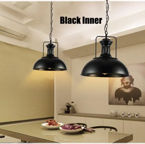 Miniatura 5 de Iluminación colgante vintage de metal negro con cadena para isla de cocina, altura ajustable, lámpara colgante industrial, pantalla individual