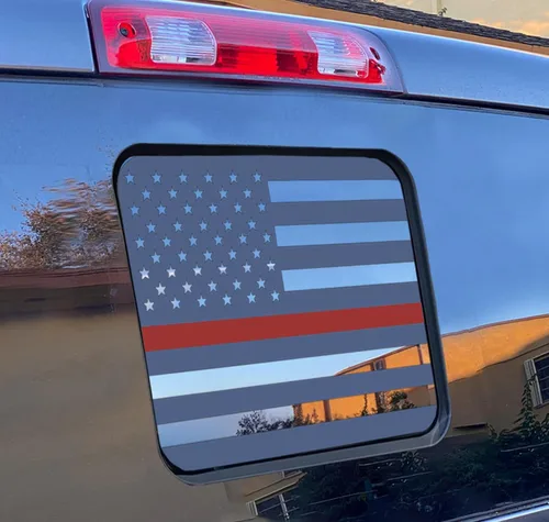 Miniatura 11 de Xinghe para Ford F150 F250 F350 2015-2025 2026, Calcomanías de bandera americana para ventana trasera, Calcomanía de bandera USA mate para ventana