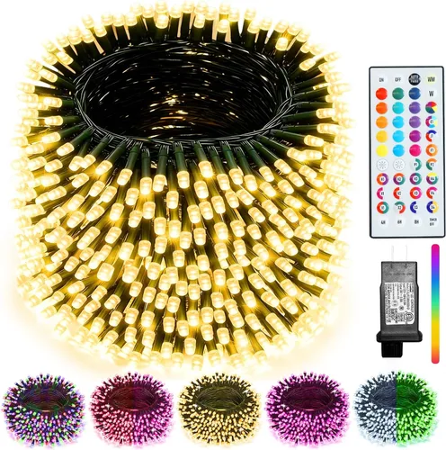 Miniatura 11 de Pooqla Guirnalda de 200 luces LED para interiores y exteriores, luces verdes de Halloween de 66 pies, enchufables con temporizador, 8 modos Alambre