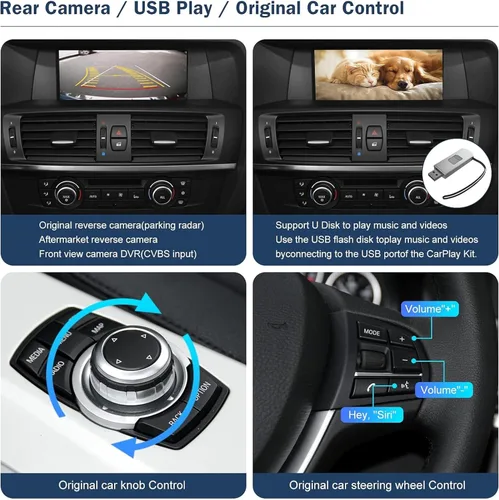 Miniatura 4 de Kit de reacondicionamiento inalámbrico Carplay compatible con BMW CIC System 1 3 5 6 7 Series X1 X3 X5 X6 Z4 2008-2012 año, compatible con Android