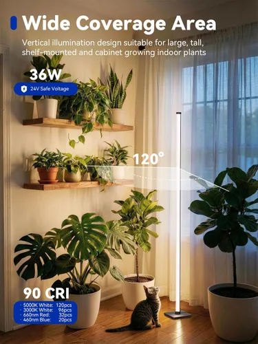 Miniatura 7 de GLOWRIUM Luces de cultivo para plantas de interior, luces de cultivo de plantas verticales de 36W con temporizador automático, luz de cultivo LED