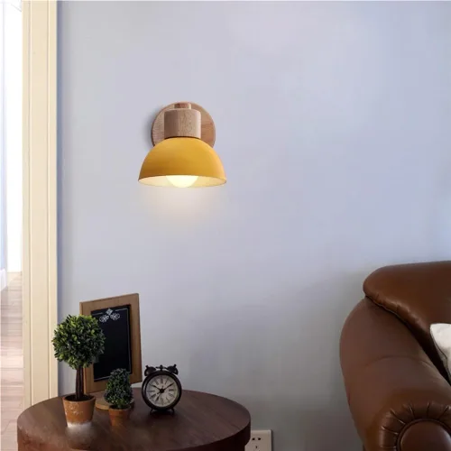 Miniatura 4 de Adjustable Scandinavian Wall Lamp E27 Lighting Fixture Retro Industrial Style for Bedroom Living Room Hallway(Amarillo,1 Pieza)