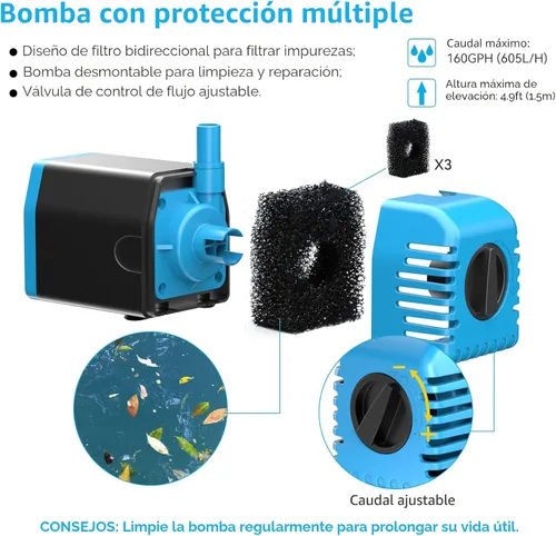 Miniatura 3 de POPOSOAP Bomba de Agua Solar 12W, Bomba de Fuente Solar de Agua con Bomba Sumergible de Estanque de 160GPH de Flujo Ajustable para Fuente Solar