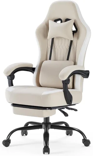 Miniatura 35 de NEWBULIG Silla de escritorio para juegos de computadora, soporte lumbar ergonómico grande con reposabrazos abatibles y ruedas giratorias de 360°
