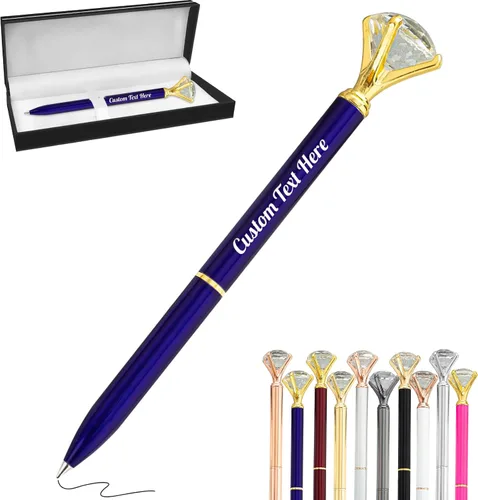 Miniatura 51 de Aolun 10 bolígrafos de diamantes con cristal personalizados a granel, bolígrafo de metal personalizado con nombre grabado, regalos de texto