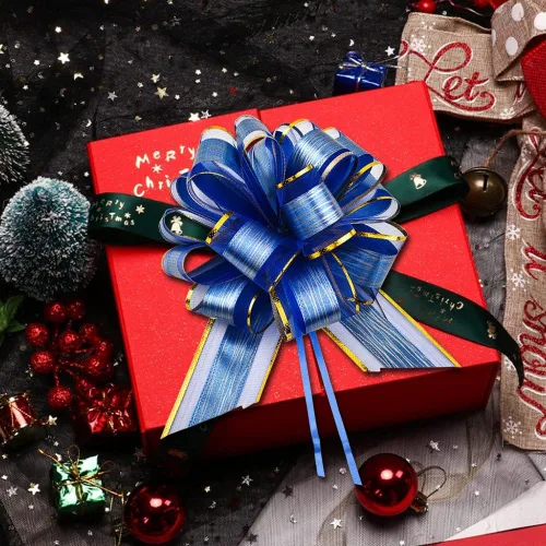 Miniatura 6 de OPSFALCON 6 piezas de lazos grandes con diseño floral azul para tirar, lazos para envolver regalos, bodas, cumpleaños, Navidad, día de San Valentín