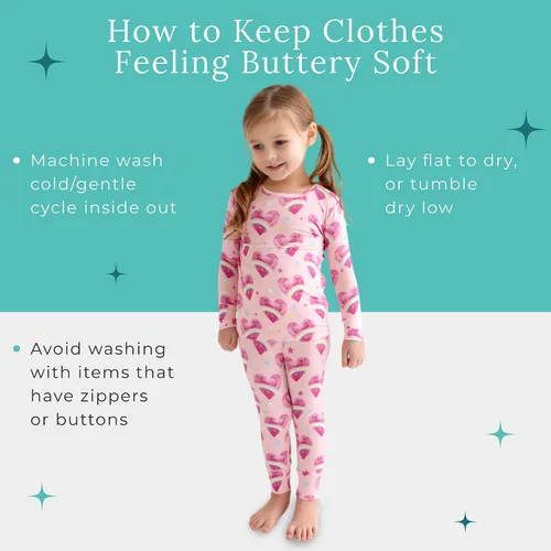 Miniatura 94 de Posh Peanut Pijamas para niñas, suaves, de viscosa de bambú para niños, pijamas a juego de manga larga para niñas