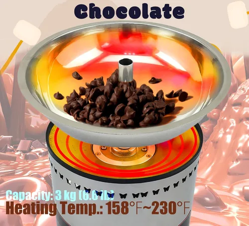 Miniatura 4 de INTSUPERMAI Fuente de chocolate comercial de 4 niveles con control digital, capacidad de 6.6 libras, acero inoxidable para bodas, fiestas, eventos