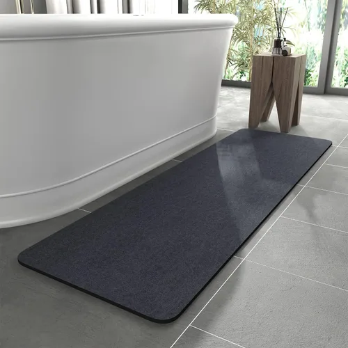 Miniatura 18 de MontVoo -Tapete de baño-Alfombras de baño delgadas antideslizantes para debajo de la puerta- Superficie de gamuza sintética absorbente, de secado