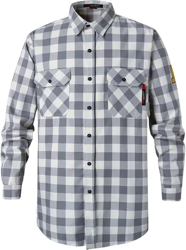 Miniatura 14 de SKSAFETY Camisas FR de 7 oz para hombres, Camisa de Soldadura Hi Vis Resistente a las Llamas 100% Algodón Retardante de Fuego Camisa de Manga Larga