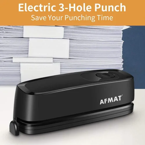 Miniatura 7 de AFMAT Perforadora Eléctrica de 3 Agujeros, Perforadora de 20 Hojas para Carpeta, Punzonado Sin Esfuerzo, Diámetro de Agujero de 9/32", Perforadora