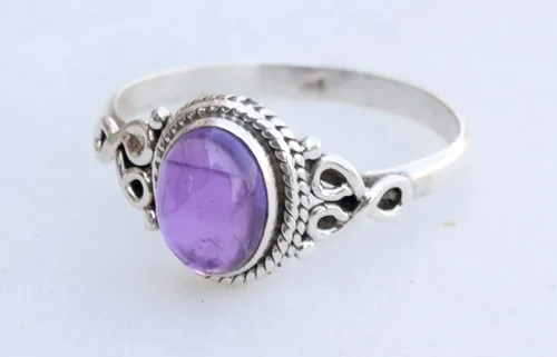 Miniatura 4 de Avicrafts Anillo de plata de ley 925 con piedra de amatista para mujer, hecho a mano, joyería de Navidad, regalo para ella