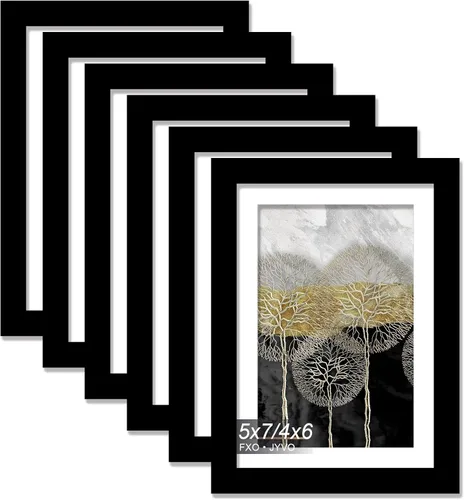 Miniatura 120 de Fxojyvo Marco de Fotos de 4x6, Muestra Foto de 3.5x5 con Paspartú o 4 x 6 Sin Paspartú, Liviano y de Alta Transparencia Marco de 4 por 6 para Pared