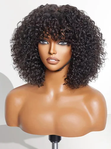 Miniatura 41 de Luvme Hair - Peluca Bob de encaje frontal con bordes rizados 4C, 10 pulgadas, cabello humano lacio tipo afro, sin pegamento, con separación profunda